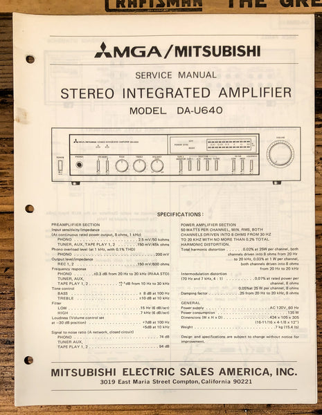 Mitsubishi DA-U640 Amplifier  Service Manual *Original*