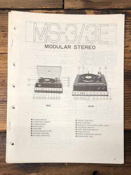 Yamaha MS-3 MS-3E Stereo  Service Manual *Original*