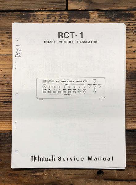 McIntosh RCT-1 RCT1 Remote Control Translator  Service Manual *Original*