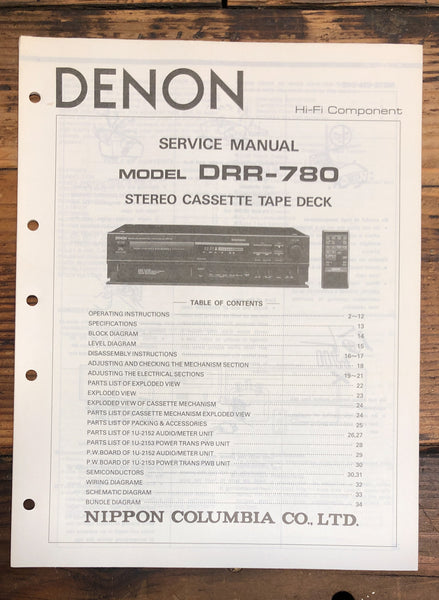 Denon DRR-780 Cassette  Service Manual *Original*