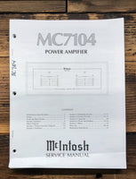 McIntosh MC7104 MC-7104 Amplifier  Service Manual *Original*