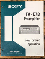 Sony TA-E7B Preamp / Preamplifier New Circuit Operation Manual  *Original*