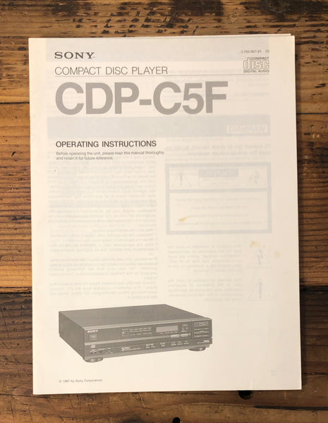 Sony CDP-C5F CD Player  Owner / User Manual *Original*