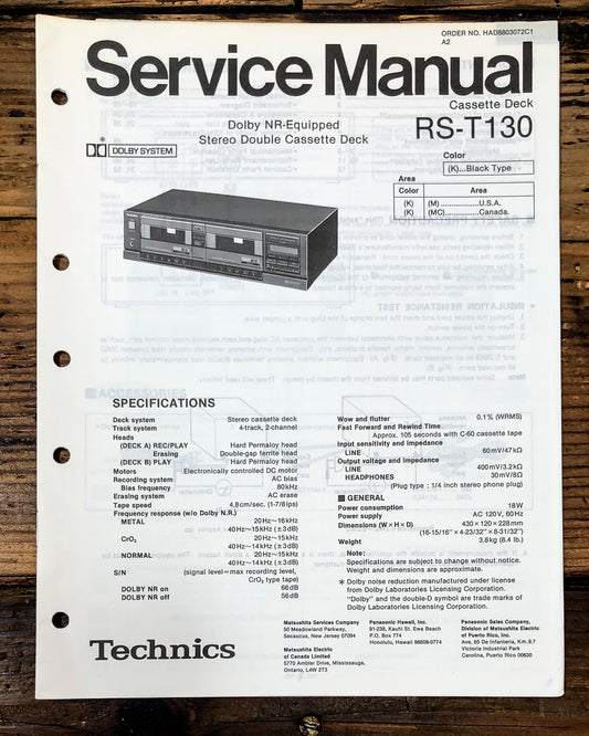 Technics RS-T130 Cassette Service Manual *Original*