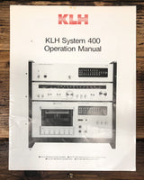 KLH System 400 Stereo Owners / User Manual *Original*