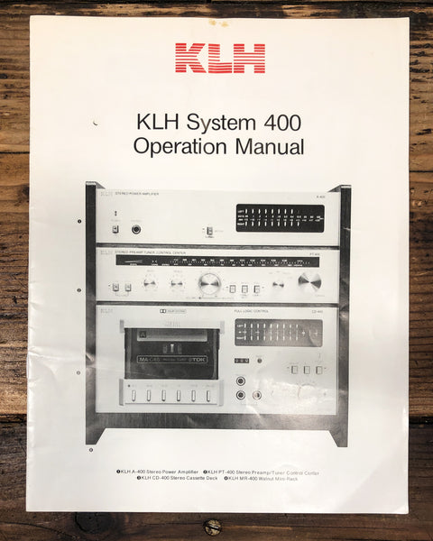 KLH System 400 Stereo Owners / User Manual *Original*