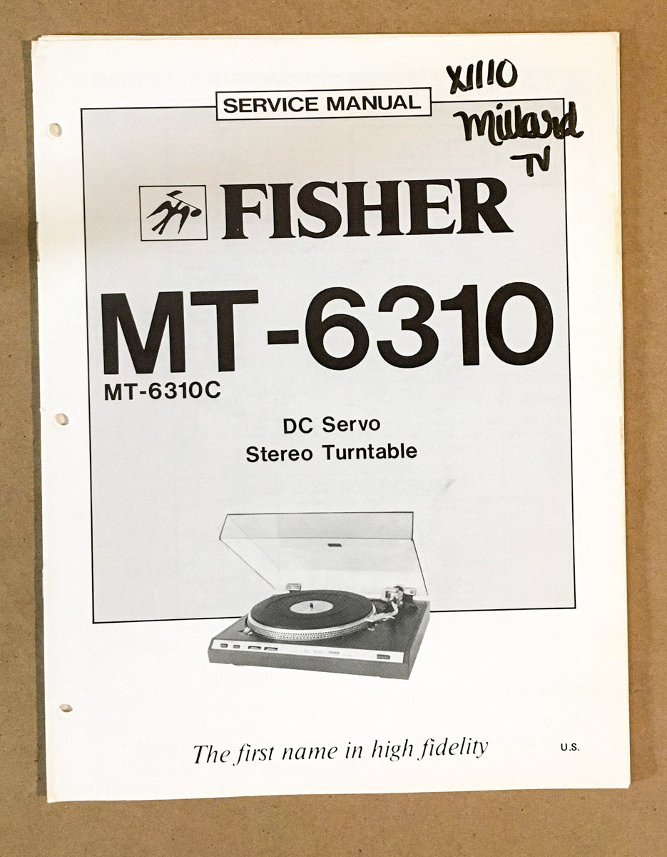 Fisher MT-6310 Record Player / Turntable Service Manual *Original*