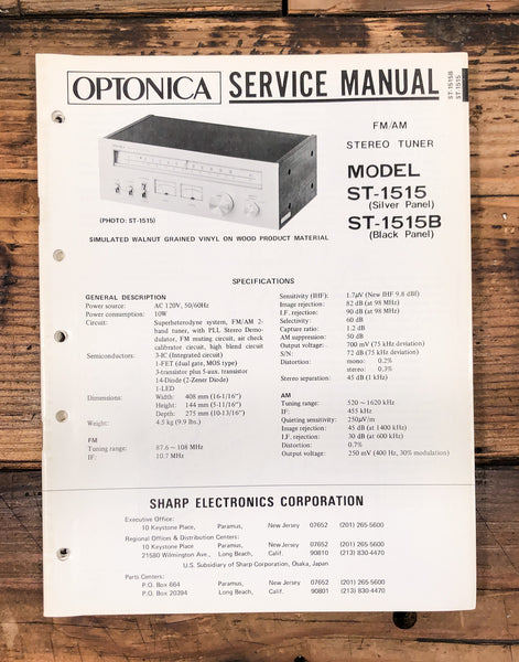 Sharp ST-1515 ST-1515B Tuner  Service Manual *Original*