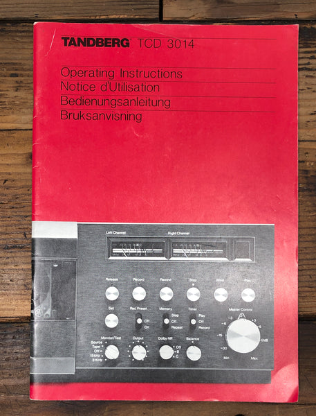 Tandberg TCD 3014 TCD3014 Cassette  Owner / User Manual *Original*