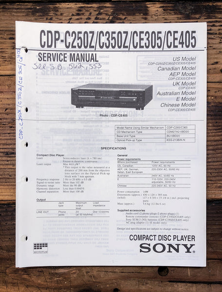 Sony CDP-C250Z -C350Z -CE305 -CE405 CD Player  Service Manual *Original*