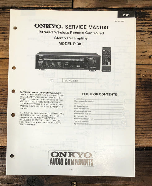 Onkyo P-301 Preamp / Preamplifier  Service Manual *Original*