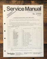 Technics SL-2000 SL-2000A Record Player  Supp. Service Manual *Original*