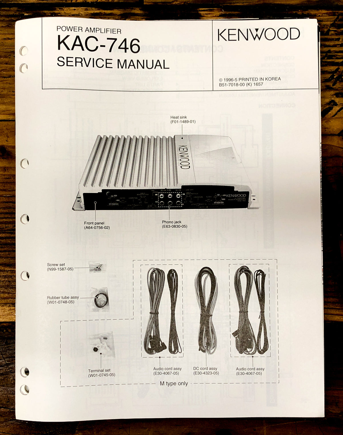 Kenwood KAC-746 Amplifier  Service Manual *Original*