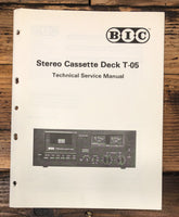BIC T-05 T-5 Cassette Service Manual *Original*