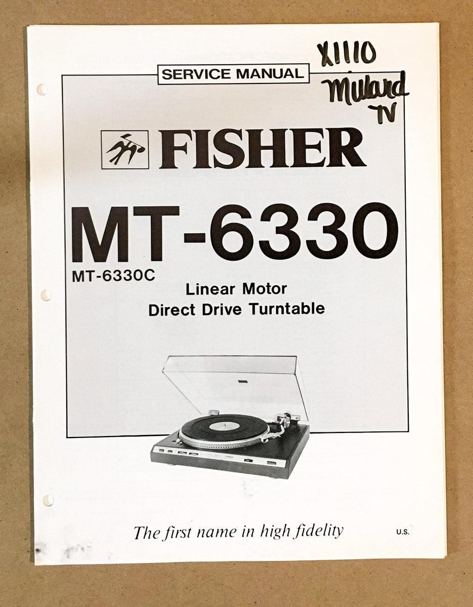 Fisher MT-6330 Record Player / Turntable Service Manual *Original*
