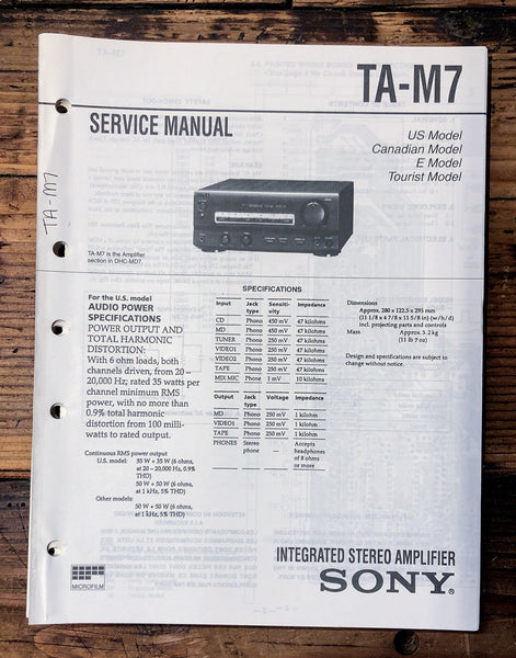 Sony TA-M7 Amplifier  Service Manual *Original*