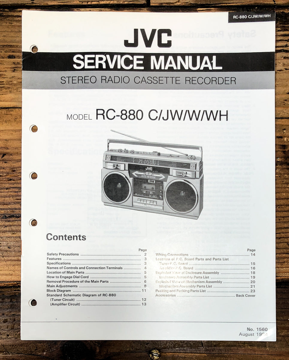 JVC RC-880 Radio Cassette Service Manual *Original*