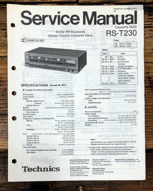 Technics RS-T230 Cassette Service Manual *Original*