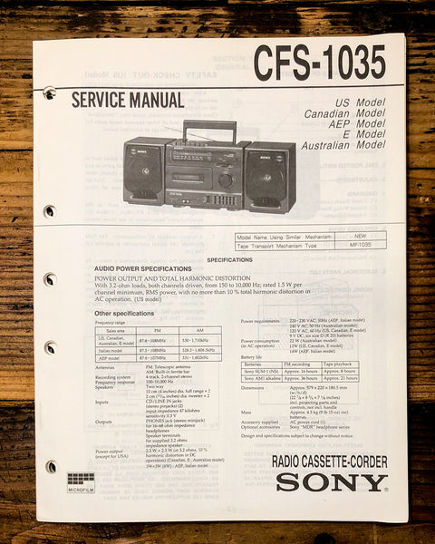 Sony CFS-1035 Radio / Stereo  Service Manual *Original*