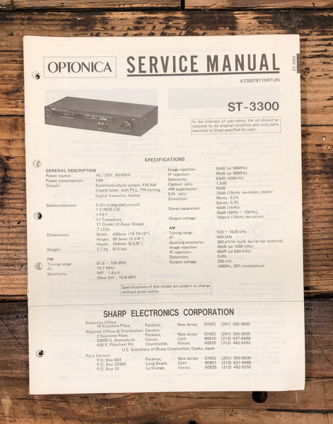 Sharp ST-3300 Tuner  Service Manual *Original*