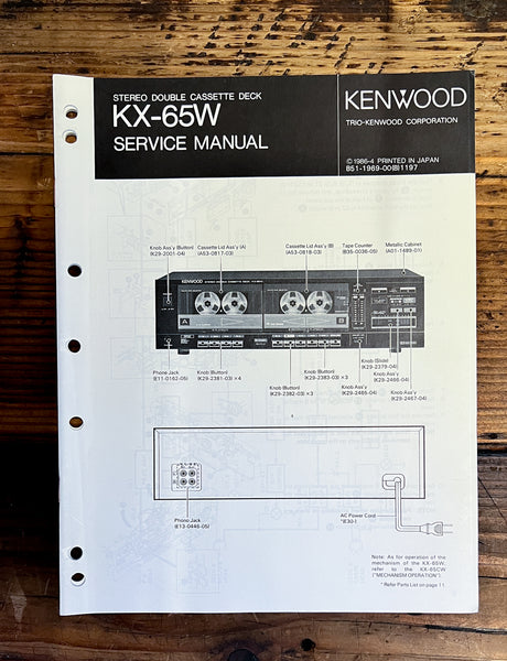 Kenwood KX-65W Cassette Service Manual *Original*