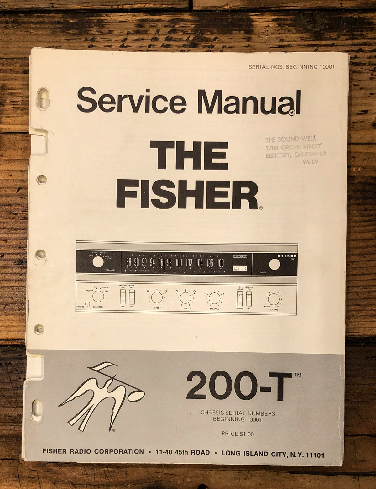 Fisher 200-T Receiver  Service Manual *Original*