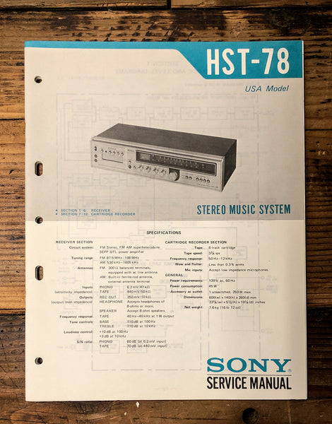 Sony HST-78 Stereo  Service Manual *Original*