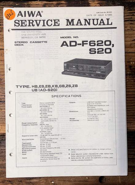 Aiwa AD-F620 AD-S20 Cassette  Service Manual *Original*