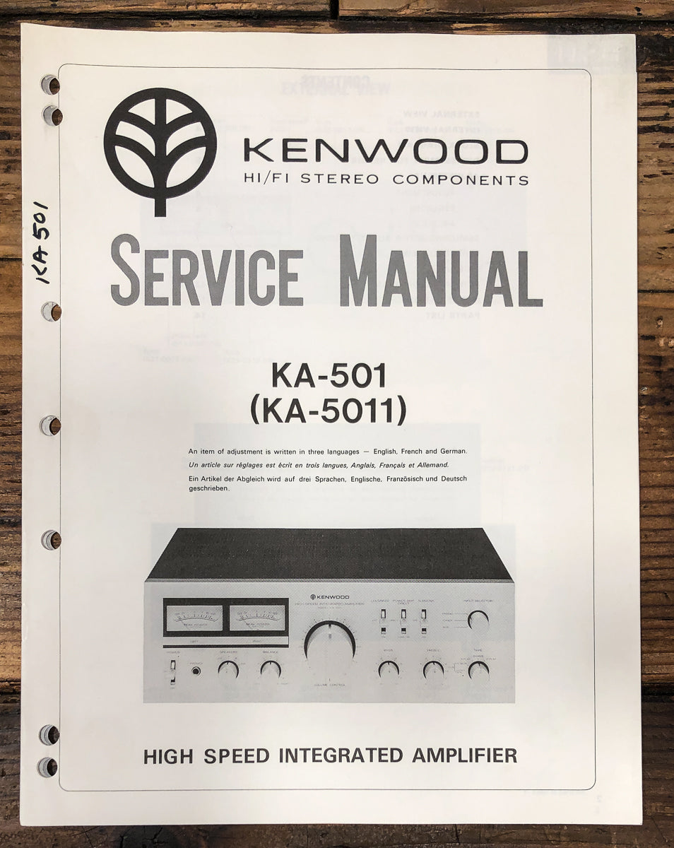Kenwood KA-501 KA-5011 Amplifier Service Manual *Original*