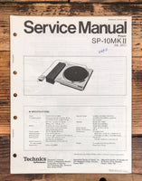 Technics SP-10 MKII / 2 Record Player / Turntable  Service Manual *Original*