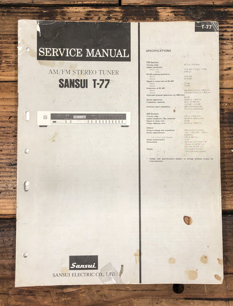 Sansui T-77 Tuner  Service Manual *Original*