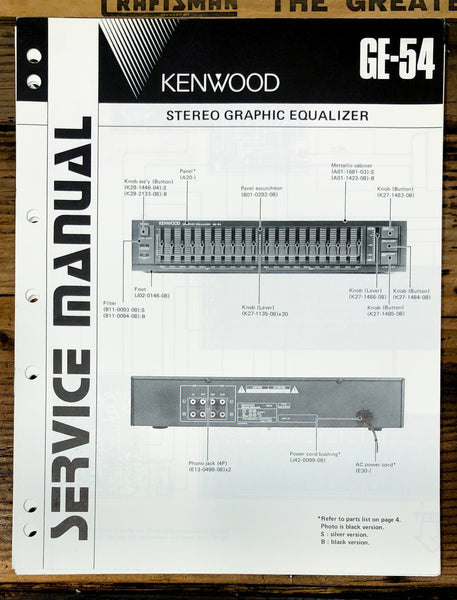 Kenwood GE-54 Graphic Equalizer  Service Manual *Original*