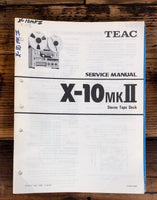 Teac X-10 MK2 / II Reel to Reel  Service Manual *Original*