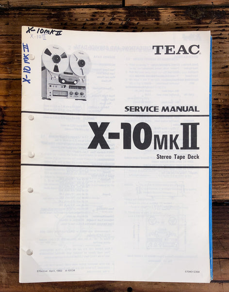 Teac X-10 MK2 / II Reel to Reel  Service Manual *Original*