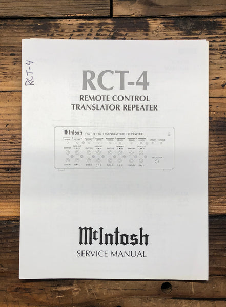 McIntosh RCT-4 RCT4 Remote Control Translator  Service Manual *Original*