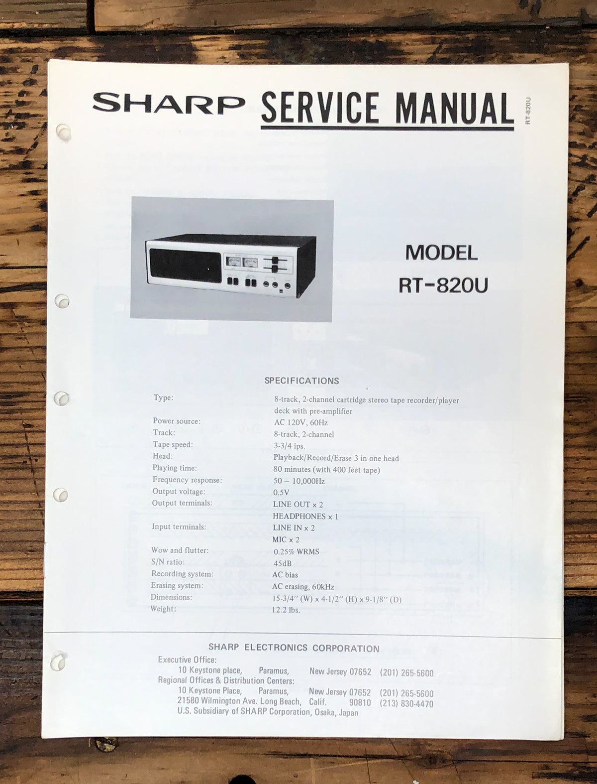 Sharp RT-820U RT-820 Cassette Service Manual *Original*