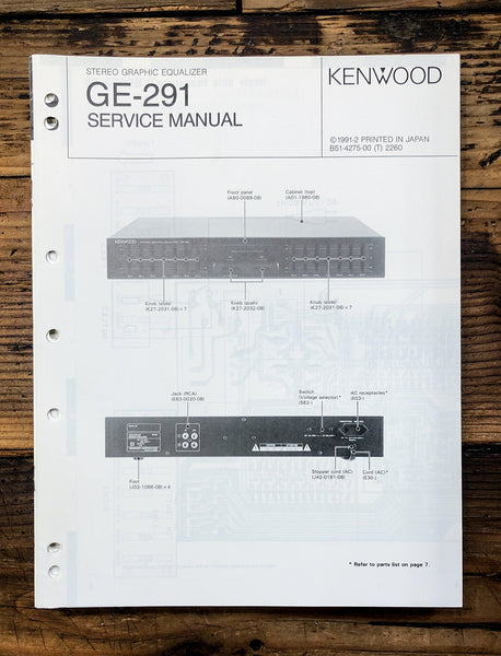 Kenwood GE-291 Equalizer  Service Manual *Original*