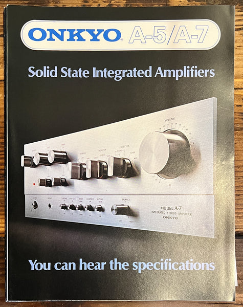 Onkyo A-5 A-7 Amplifier 4pg Dealer Brochure  *Original*