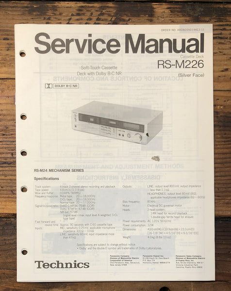 Technics RS-M226 Casssette  Service Manual *Original*