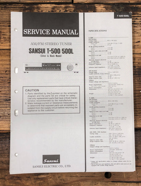 Sansui T-500 T-500L Tuner  Service Manual *Original*