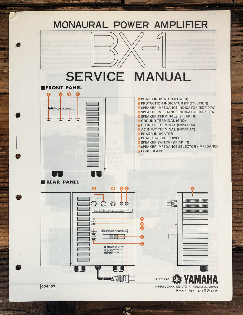 Yamaha BX-1 Amplifier Service Manual *Original*