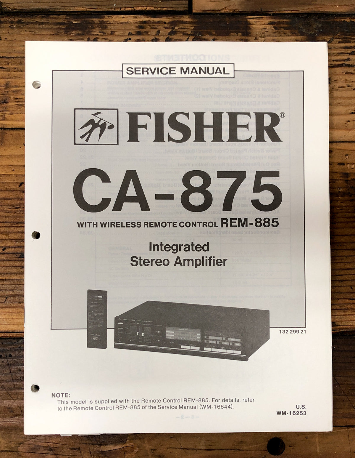 Fisher CA-875 Amplifier  Service Manual *Original*