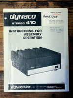 Dynaco Stereo 410 ST-410 Amplifier Assembly & Operation Manual *Orig*