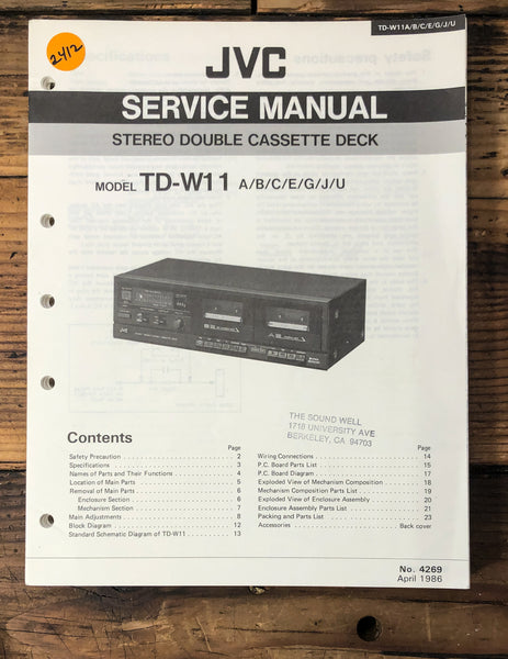 JVC TD-W11 Cassette  Service Manual *Original*