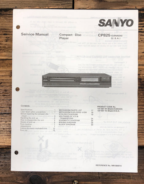 Sanyo CP-825 CP-825 CD Player Service Manual *Original*
