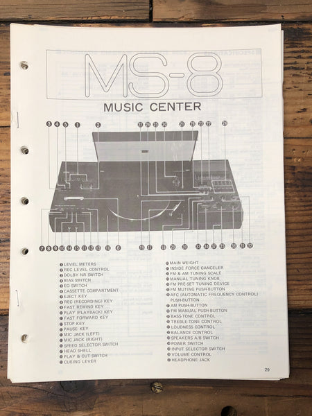 Yamaha MS-8 Stereo  Service Manual *Original*