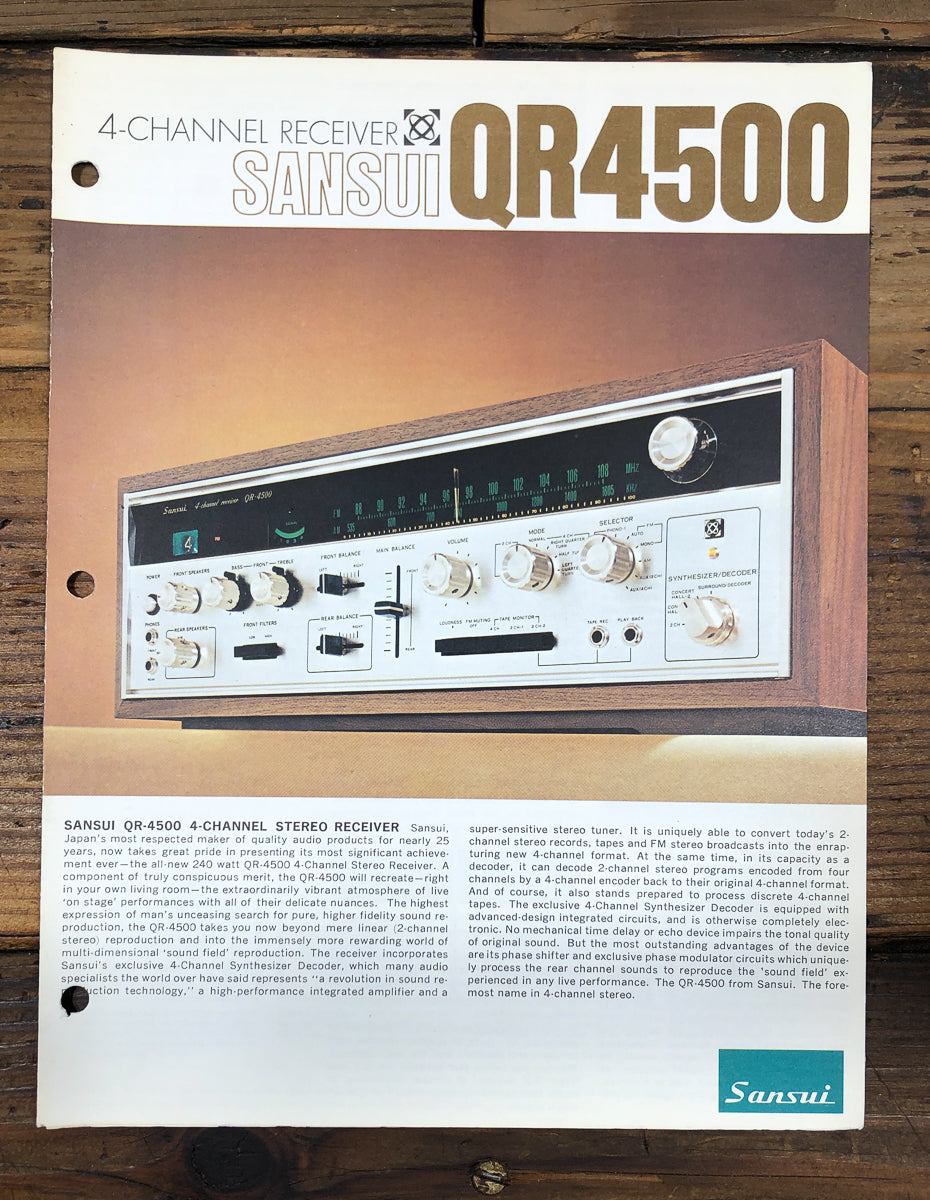 Sansui QR-4500 QR4500 Receiver 3pg Foldout Dealer Brochure *Original*