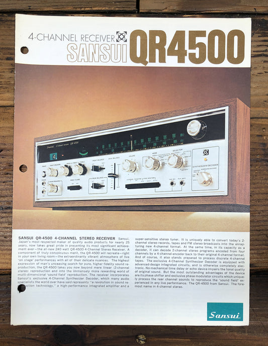 Sansui QR-4500 QR4500 Receiver 3pg Foldout Dealer Brochure *Original*