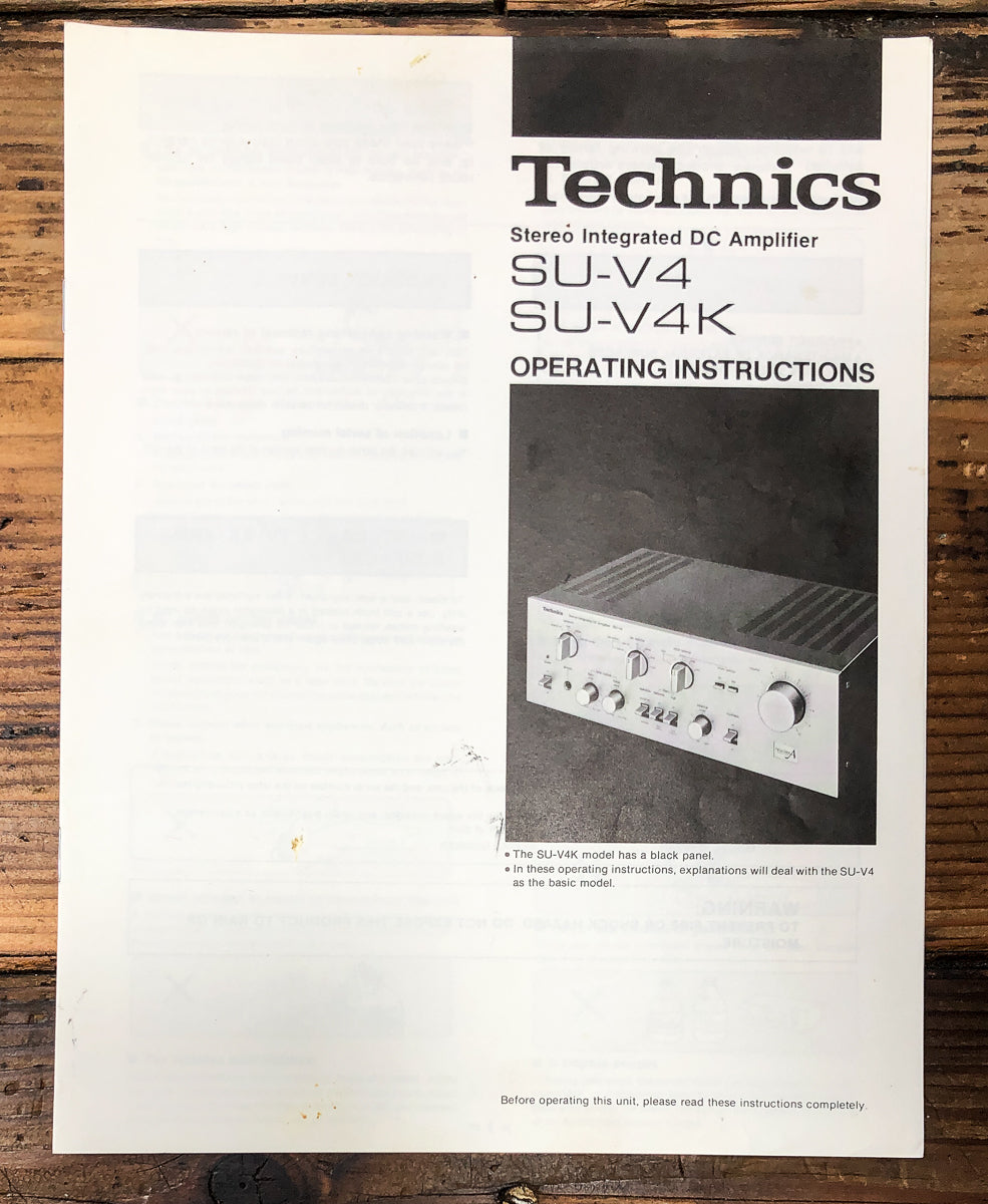 Technics SU-V4 SU-V4K Amplifier Owners / User Manual *Original*