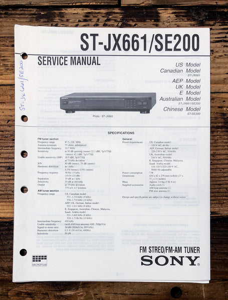 Sony ST-JX661 ST-SE200 Tuner  Service Manual *Original*